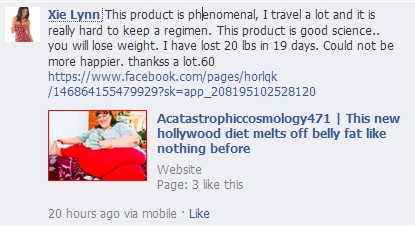 Facebook Diet Spam