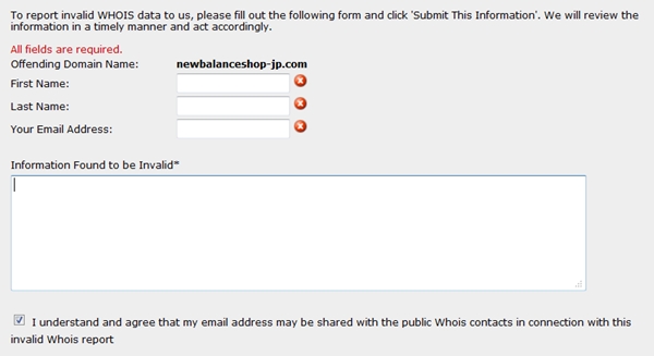 Incorrect WHOIS Data